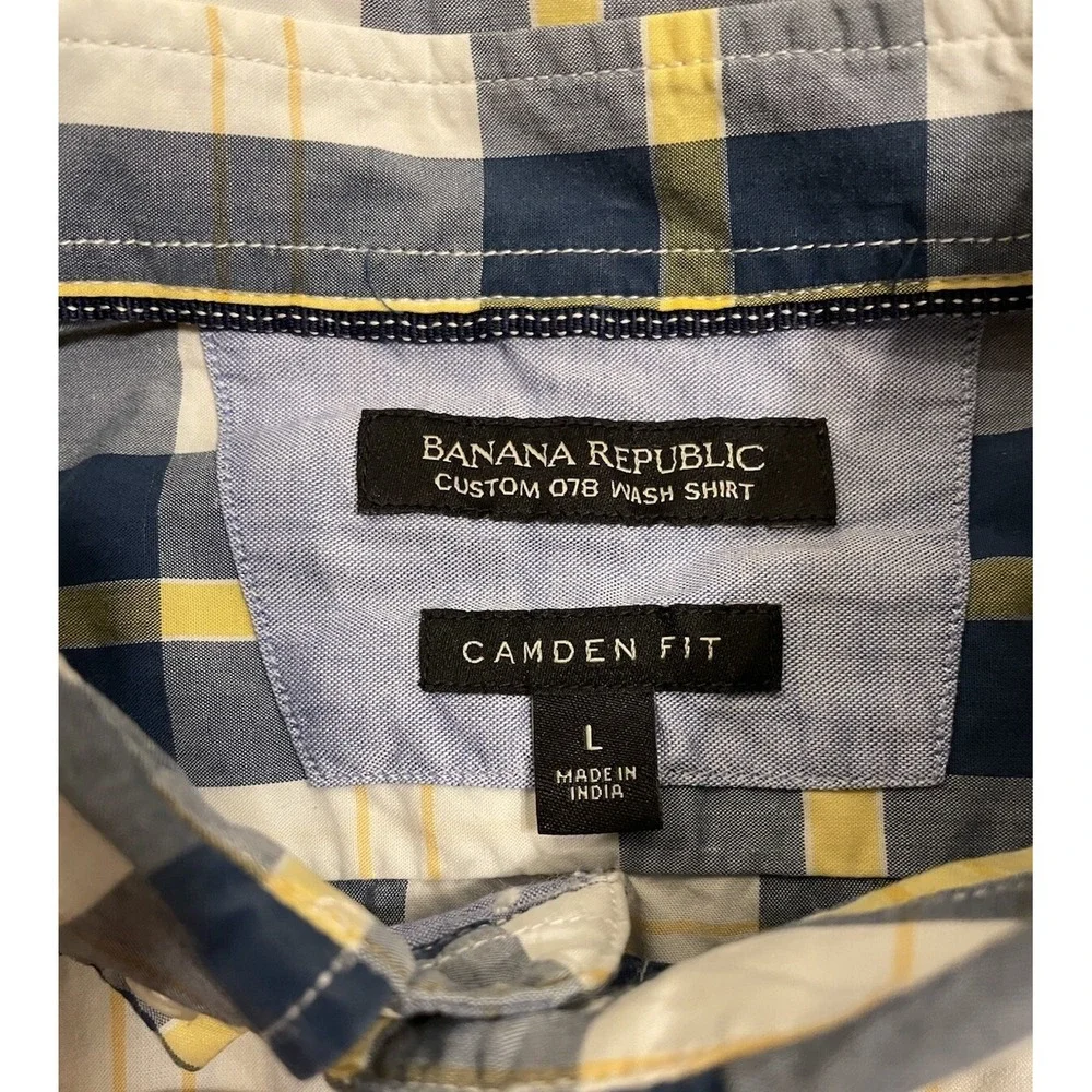 Banana Republic 078 Long Sleeve Button Down Shirt Blue Yellow Plaid Large JBHS
